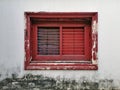 Old red wooden window frames. Royalty Free Stock Photo