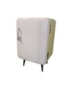 Old refrigerator vintage fridge with chrome handle isolated on w Royalty Free Stock Photo