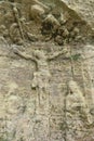 Old relief of Jesus Christ in a sandstone rock Royalty Free Stock Photo