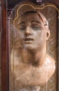 Artistic old reliquary with man's head in the arts studio collection