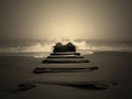 Old remnants of a pier on a Delaware beach