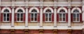 Old Renaissance windows and columns of old building.