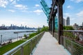 Old renovated cranes in Domino park sign in Williamsburg, New York