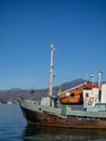 Old research ship in the port. Rusted schooner Royalty Free Stock Photo