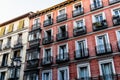 Old Residential Buildings with balconies in Chueca quarter in Madrid Royalty Free Stock Photo