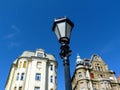 Old residential buildings in Budapest with vintage street lamp Royalty Free Stock Photo