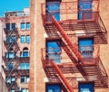 Old residential buildings with fire escapes, New York Royalty Free Stock Photo