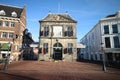 Old restaurant building named de Zalm Salmon on the market square downtown Gouda.