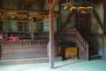 Old restaurant for cowboys with wooden tables.