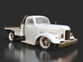 Old restored pickup. Pick-up in the style of hot rod. 3d illustration. White car on a black background. Royalty Free Stock Photo