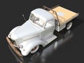 Old restored pickup. Pick-up in the style of hot rod. 3d illustration. White car on a black background. Royalty Free Stock Photo