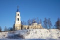 The old Resurrection Cathedral, sunny January day. Kashin, Tver region. Russia