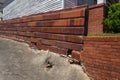 Old Retaining Walls Of Brick, Hollow Red Ceramic Square Tube, And Concrete