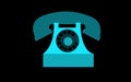 Old, retro, antique, ancient, vintage, hipster, blue disk phone with a tube on a black background Royalty Free Stock Photo