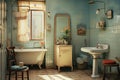 Old retro bathroom interior Royalty Free Stock Photo