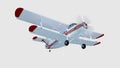 Old retro bi plane isolate on white. 3d rendering