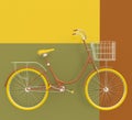 Old retro bicycle painted in bright colors on a colorful background. Abstract concept. 3D render.