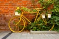 old retro bike on the background brick wall. Royalty Free Stock Photo