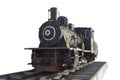 Old retro black steam locomotive train isolated on white background Royalty Free Stock Photo