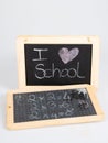 Old retro blackboard and white chalk text i love school Royalty Free Stock Photo