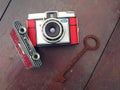 Old retro cameras and a rotten key