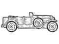 Old retro car. Engraving vector illustration. Sketch scratch board imitation. Royalty Free Stock Photo