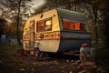 Old retro caravan. Generate Ai