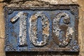 Old retro cast iron plate number 106