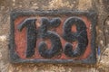 Old retro cast iron plate number 159