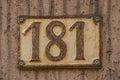 Old retro cast iron plate number 181