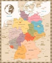 Old retro color map of Germany Royalty Free Stock Photo
