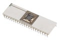 Old retro CPU microchip processor Royalty Free Stock Photo