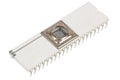 Old retro CPU microchip processor Royalty Free Stock Photo