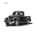 Old retro farmer pickup truck vector illustration icon.