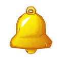 Old retro golden bell, icon on white background for game.