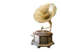 Old retro gramophone isolated white Royalty Free Stock Photo