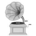 Old retro gramophone. Phonograph on a white background. Music, nostalgia symbol