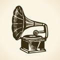 Old retro gramophone Royalty Free Stock Photo