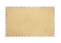 Old blank postage parchment paper stamp on white