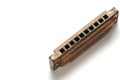 Old retro harmonica white background. Royalty Free Stock Photo