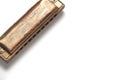 Old retro harmonica white background. Royalty Free Stock Photo