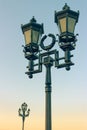 The old retro lamp post and the beautiful blue sky Royalty Free Stock Photo