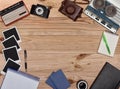 Old retro object on wooden table Royalty Free Stock Photo