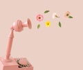 Old retro phone and flowers Royalty Free Stock Photo