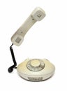 Old retro phone with raise receiver Royalty Free Stock Photo