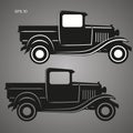 Old retro pickup truck vector illustration icon. Vintage transport vehicle