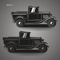 Old retro pickup truck vector illustration. Vintage transport vehicle