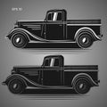 Old retro pickup truck vector illustration. Vintage transport vehicle Royalty Free Stock Photo