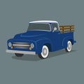 Old retro pickup truck vector illustration. Vintage transport vehicle Royalty Free Stock Photo