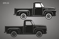 Old retro pickup truck vector illustration. Vintage transport vehicle Royalty Free Stock Photo